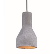 Maxim Crete 6" Concrete Pendant with LED Bulb Polished Chrome / Gray Concrete Shade