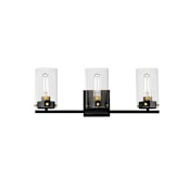 Maxim Pinn 3 Light 21" Wide Vanity Light with Clear Glass Shades Black / Satin Brass