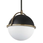 Maxim Duke 10" Wide Mini Pendant Black / Weathered Brass