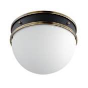 Maxim Duke 13" Wide Flush Mount Globe Ceiling Fixture Black / Weathered Brass