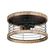 Maxim Homestead 2 Light 15" Wide Flush Mount Drum Ceiling Fixture Driftwood / Black