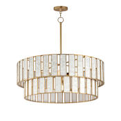 Maxim Miramar 6 Light 33" Wide Waterfall Chandelier Capiz / Natural Aged Brass