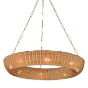 Maxim Bower 8 Light 40" Wide Pendant Natural Aged Brass / Natural