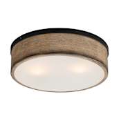 Maxim Franklin 2 Light 14" Wide Flush Mount Drum Ceiling Fixture Driftwood / Black