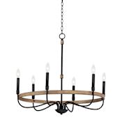 Maxim Franklin 6 Light 29" Wide Taper Candle Chandelier Driftwood / Black