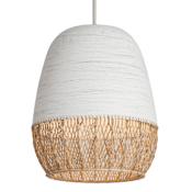 Maxim Tamba 16" Wide Pendant with Metal and Rattan Shade Ivory
