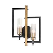 Maxim Flambeau 2 Light 18" Tall Bathroom Sconce Black / Antique Brass