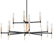 Maxim Flambeau 48" Wide 12 Light Chandelier Black / Antique Brass