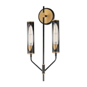 Maxim Regent 2 Light 23" Tall Convertible LED Bathroom Sconce Black / Antique Brass