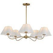 Maxim Saxon 38" Wide 5 Light Chandelier Natural Aged Brass / White