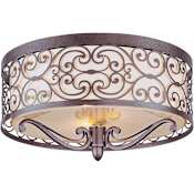 Maxim Mondrian 14" Wide 2 Light Ceiling Light Umber Bronze / Wheat Fabric Shade