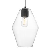 Maxim Geode 9" Wide Mini Pendant with Clear Glass Shade Black