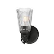 Maxim Jackson Hole 10" Tall Bathroom Sconce with Clear, Ribbed Glass Shade Black
