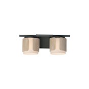 Maxim Draughtsman 2 Light 18" Wide Vanity Light with Satin White Glass Shades Natural Wood / Charcoal
