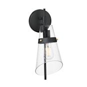 Maxim Finch 16" Tall Bathroom Sconce with Clear, Seedy Glass Shade Dark Bronze / Antique Brass