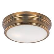 Maxim Fairmont 13" Wide 2 Light Ceiling Light Natural Aged Brass / Glass Diffuser
