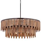 Maxim Marimba 7 Light 36" Wide Wood Pendant Walnut / Gunmetal