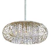 Maxim Arabesque 7 Light 18" Wide Pendant with Metal Shade Golden Silver / Beveled Crystal Glass
