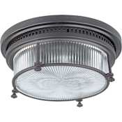 Maxim 2 Light 13" Wide Flush Mount Ceiling Fixture from the Hi-Bay Collection Bronze / Clear Halophane Glass