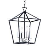 Maxim Abode 4 Light 12" Wide Chandelier Textured Black / Polished Nickel