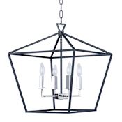 Maxim Abode 4 Light 18" Wide Pendant Textured Black / Polished Nickel