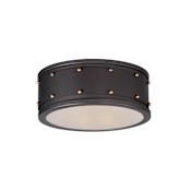 Maxim Trestle 2 Light 13" Wide Flush Mount Drum Ceiling Fixture Oil Rubbed Bronze / Antique Brass