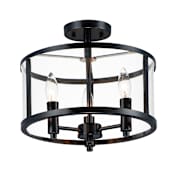 Maxim Sentinel 3 Light 13" Wide Semi-Flush Ceiling Fixture Black
