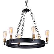 Maxim Noble 26" Wide 6 Light Chandelier Black / Natural Aged Brass