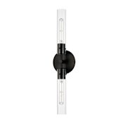 Maxim Equilibrium 2 Light 25" Tall LED Bathroom Sconce with Clear Glass Shades Black