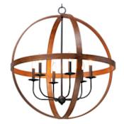 Maxim Compass 6 Light 30" Wide Taper Candle Chandelier Antique Pecan / Black