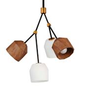 Maxim Akimbo 4 Light 22" Wide LED Wood Multi Light Pendant Dark Bronze / Antique Brass