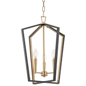 Maxim Melrose 3 Light 16" Wide Taper Candle Multi Light Pendant Black / Natural Aged Brass