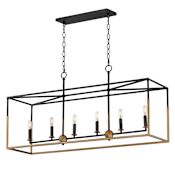 Maxim SoHo 6 Light 42" Wide Linear Pendant Black / Weathered Brass