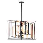 Maxim Radial 30" Wide 5 Light Taper Candle Drum Chandelier Black / Gold