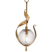 Maxim Firenze 10" Wide Mini Pendant Gold Leaf / Clear Ribbed