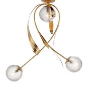 Maxim Firenze 3 Light 29" Wide Semi-Flush Globe Ceiling Fixture Gold Leaf / Clear Ribbed
