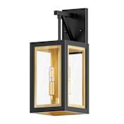 Maxim Neoclass 2 Light 18" Tall Outdoor Wall Sconce with Clear Glass Shade Black / Gold