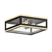 Maxim Neoclass 2 Light 13" Wide Flush Mount Square Outdoor Ceiling Fixture with Clear Glass Shade Black / Gold