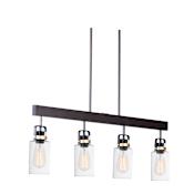 Maxim Magnolia 4 Light 36" Wide Linear Chandelier Bronze / Gold