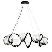 Maxim Curlicue 35" Wide 8 Light Globe Chandelier Black / Polished Nickel