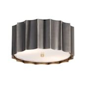 Maxim Allegra 2 Light 12" Wide Flush Mount Drum Ceiling Fixture with Scalloped Metal Shade Gunmetal / Gold