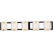Maxim Radiant 5 Light 35" Wide LED Bathroom Vanity Light Black / Gold Leaf / Crystalline Glass