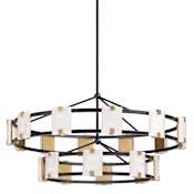 Maxim Radiant 42" Wide 2 Light 3000K LED Ring Chandelier Black / Gold Leaf