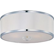 Maxim Metro 15" Wide 3 Light Ceiling Light Polished Chrome / White Fabric Shade