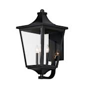 Maxim Sutton 3 Light 25" Tall Outdoor Wall Sconce with Clear Glass Shade Black