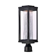 Maxim Salon Single Light 19-1/2" High Integrated LED Outdoor Post Light with Clear Ribbed Glass Shade Black / Clear Ribbed Glass
