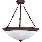 Maxim Essentials 3 Light 15" Wide Bowl Pendant Oil Rubbed Bronze / Marble Glass