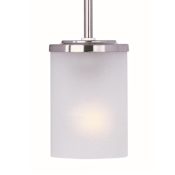 Maxim 1 Light 5" Wide Pendant from the Corona Collection Satin Nickel / Frosted Glass