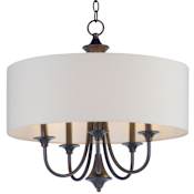 Maxim Bongo 5 Light 22" Chandelier with Fabric Drum Shade Oil Rubbed Bronze