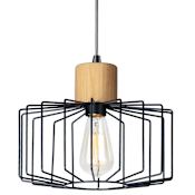 Maxim Bjorn Single Light 12" Wide Pendant Black / Natural Wood